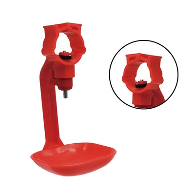 Red PP Chicken Nipple Drinkers For Poultry , Chicken Cup Drinkers